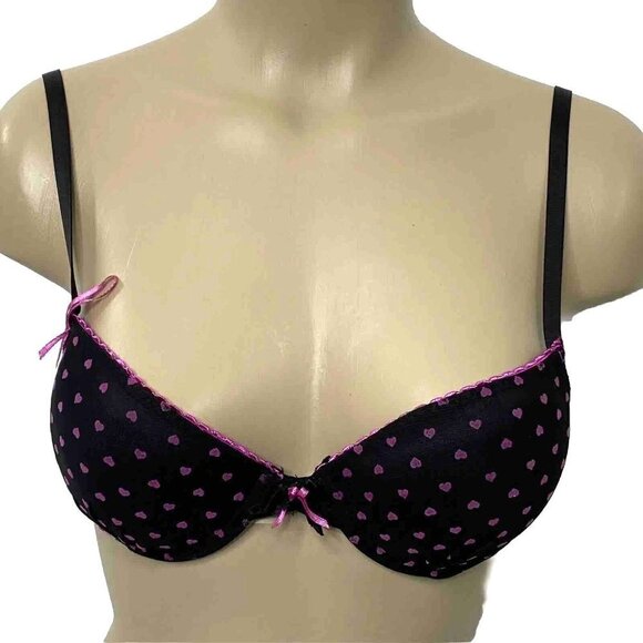 Honeydew Other - Honeydew Demi Pushup Bra Womens size 36B Underwire Black Pink Hearts